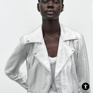 Zara metallic silver jacket NWOT